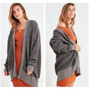 Urban Outfitters Carson Gray Open Chunky Grandpa Cardigan Sweater Womens Small